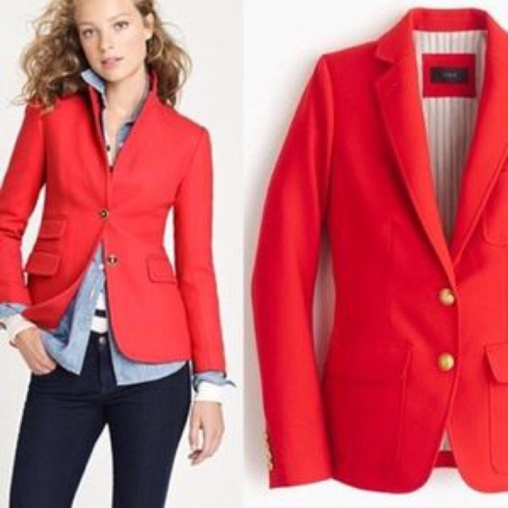 J.Crew Red Blazer 100% Wool Size 0